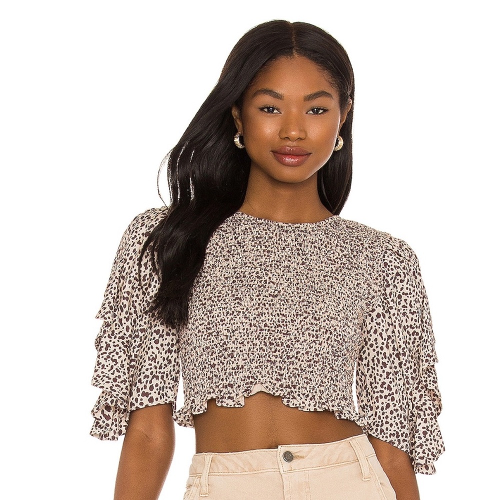 NWT Majorelle Smocked Leopard Top